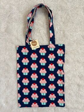 Maxomorra NWT Swedish Organic Cotton Colorful Cupcake AOP Tote Bag